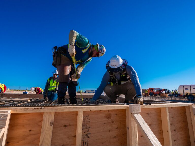 Southeastern Utility Services crew working on substation foundation pour